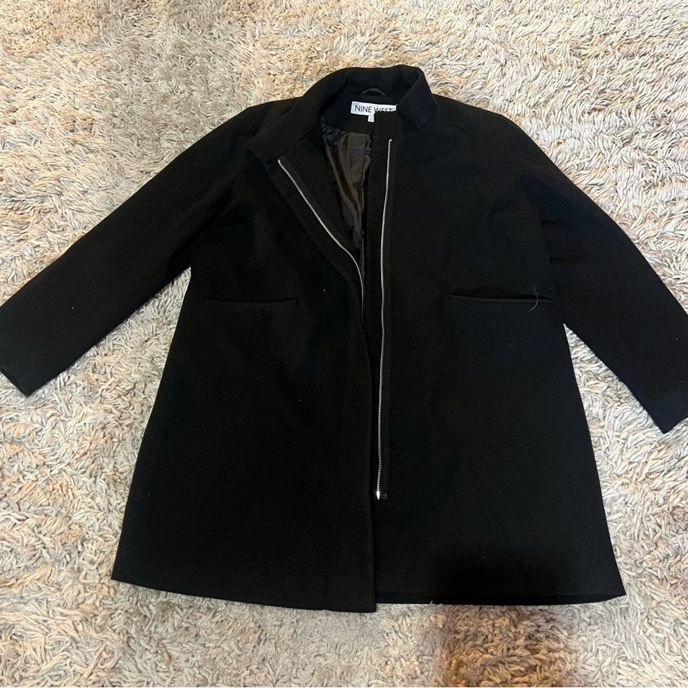 Nine West Faux-Wool Zip Front Coat
